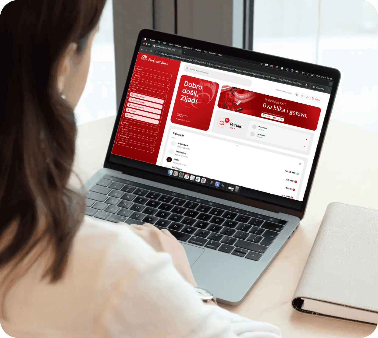 eBanking na laptopu