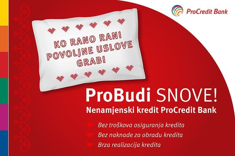 ProCredit nenamjenski krediti: Bez troškova osiguranja, bez naknade za obradu